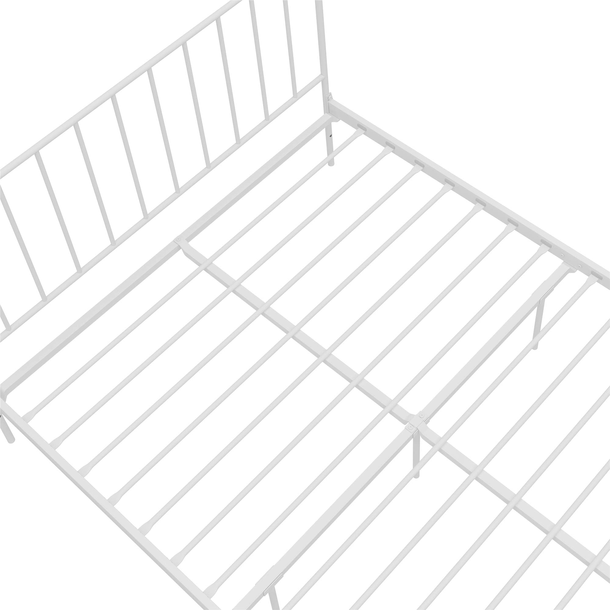 REALROOMS Ares Metal Bed Frame - Queen Size, Adjustable Height, Sturdy White Steel Platform Bed for Bedroom, Guest Room, or Dorm