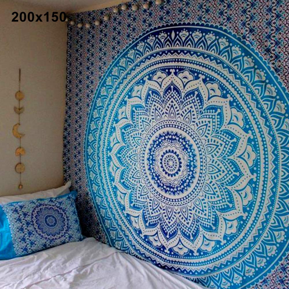 Bohemian Mandala Yoga Mat, Beach Towel, Shawl & Blanket - Indian Wall Hanging Tapestry 150x150cm Yellow - Perfect for Yoga, Meditation, Beach Outings & Boho Home Decor
