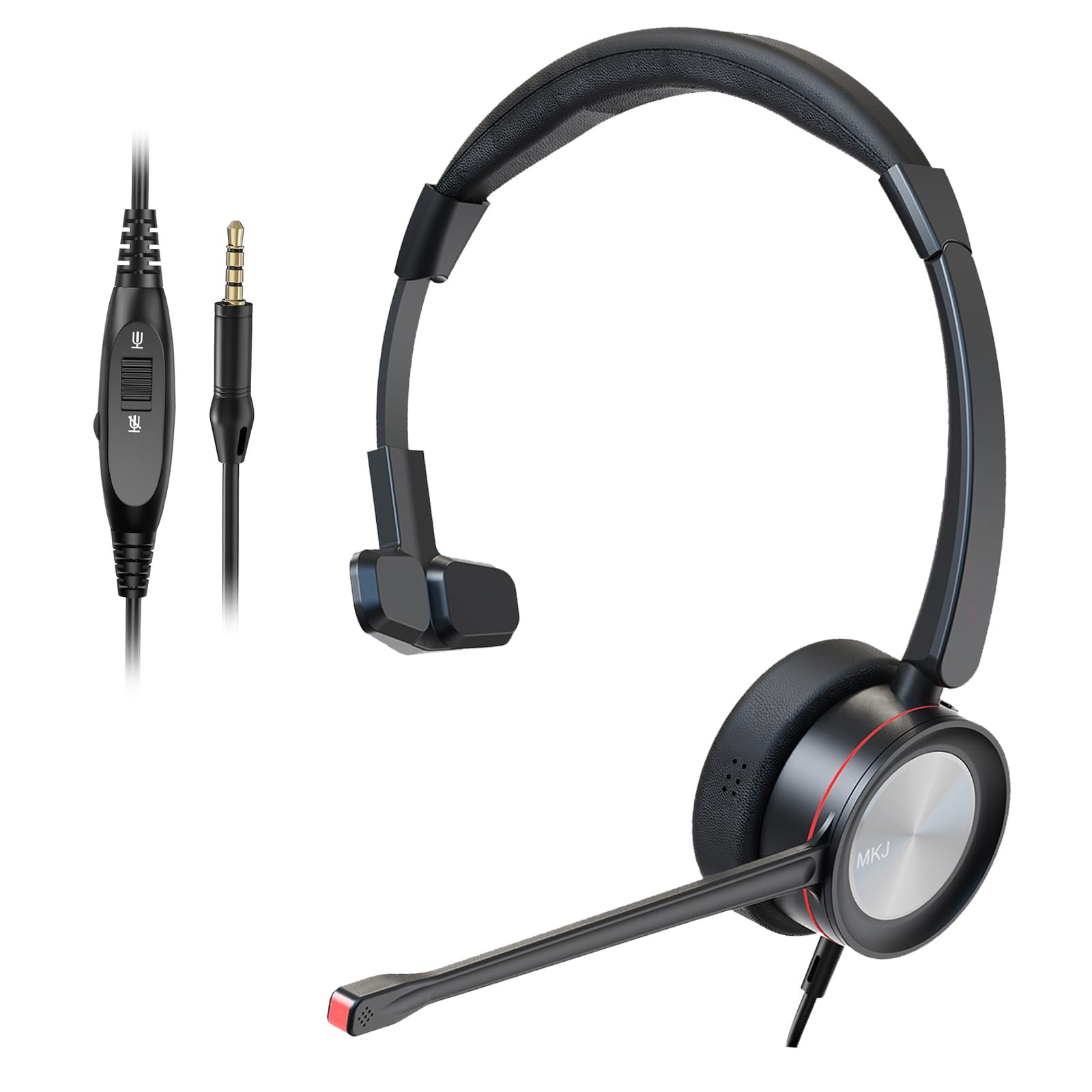 MKJ 3.5mm Wired Headphones with Noise Cancelling Microphone & Volume Control - Compatible with Smartphones, Laptops, Tablets & PC - Perfect for Office Calls, Online Meetings & Gaming