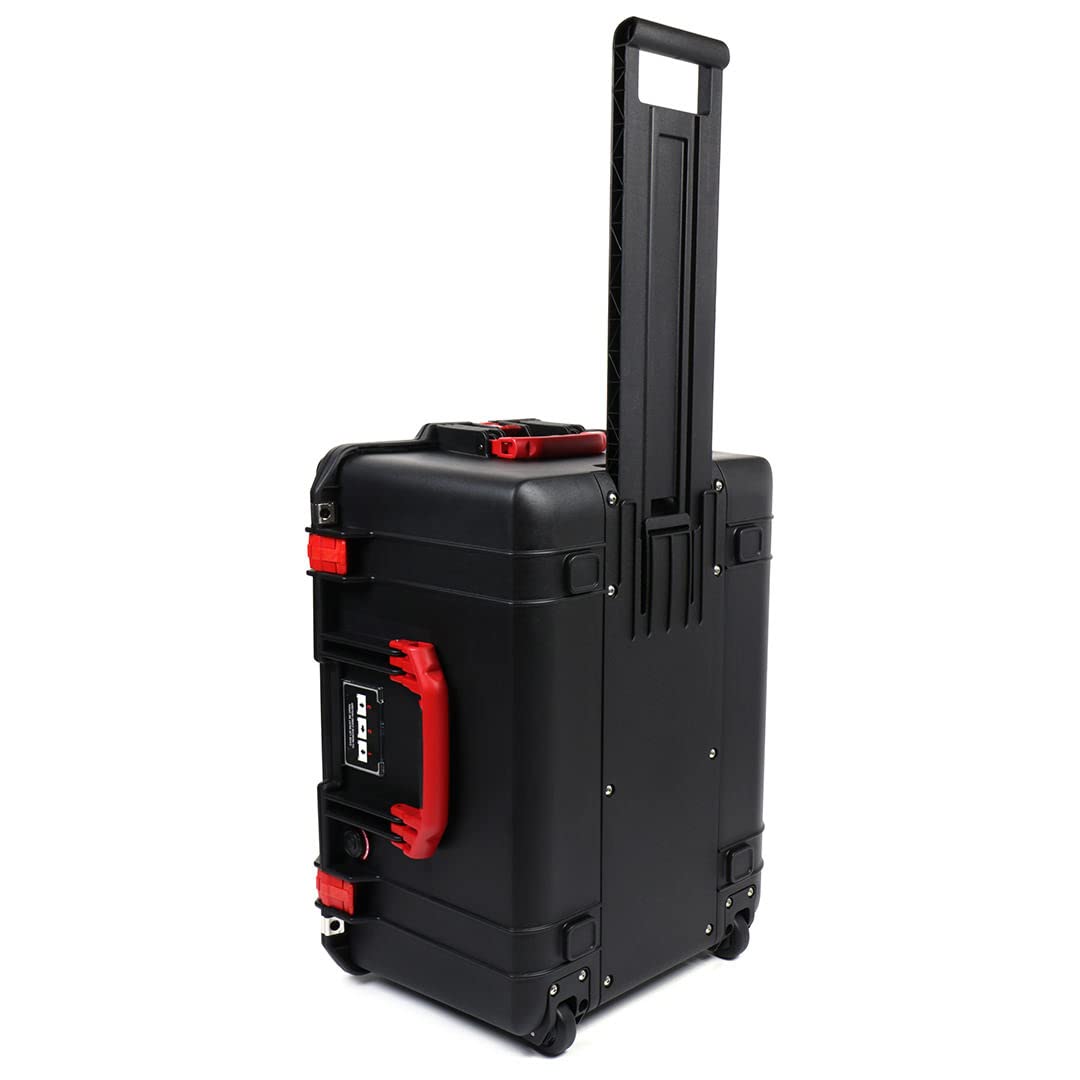 Pelican 1607 Air Case - Black & Red Waterproof Hard Case with Wheels | Empty Protective Storage for Travel, Equipment & Tools | Durable for Outdoor, Military & Professional Use