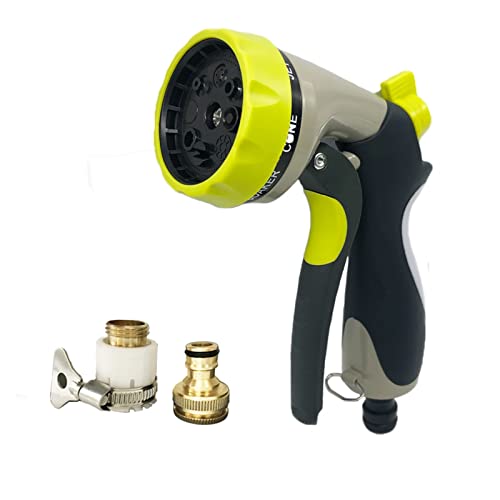 High Pressure Garden Hose Nozzle Spray Gun - Heavy Duty Watering Tool for Irrigation, Car Washing & Outdoor Cleaning (Includes Adapter) - Perfect for Lawns, Gardens, Vehicles & Patio Cleaning