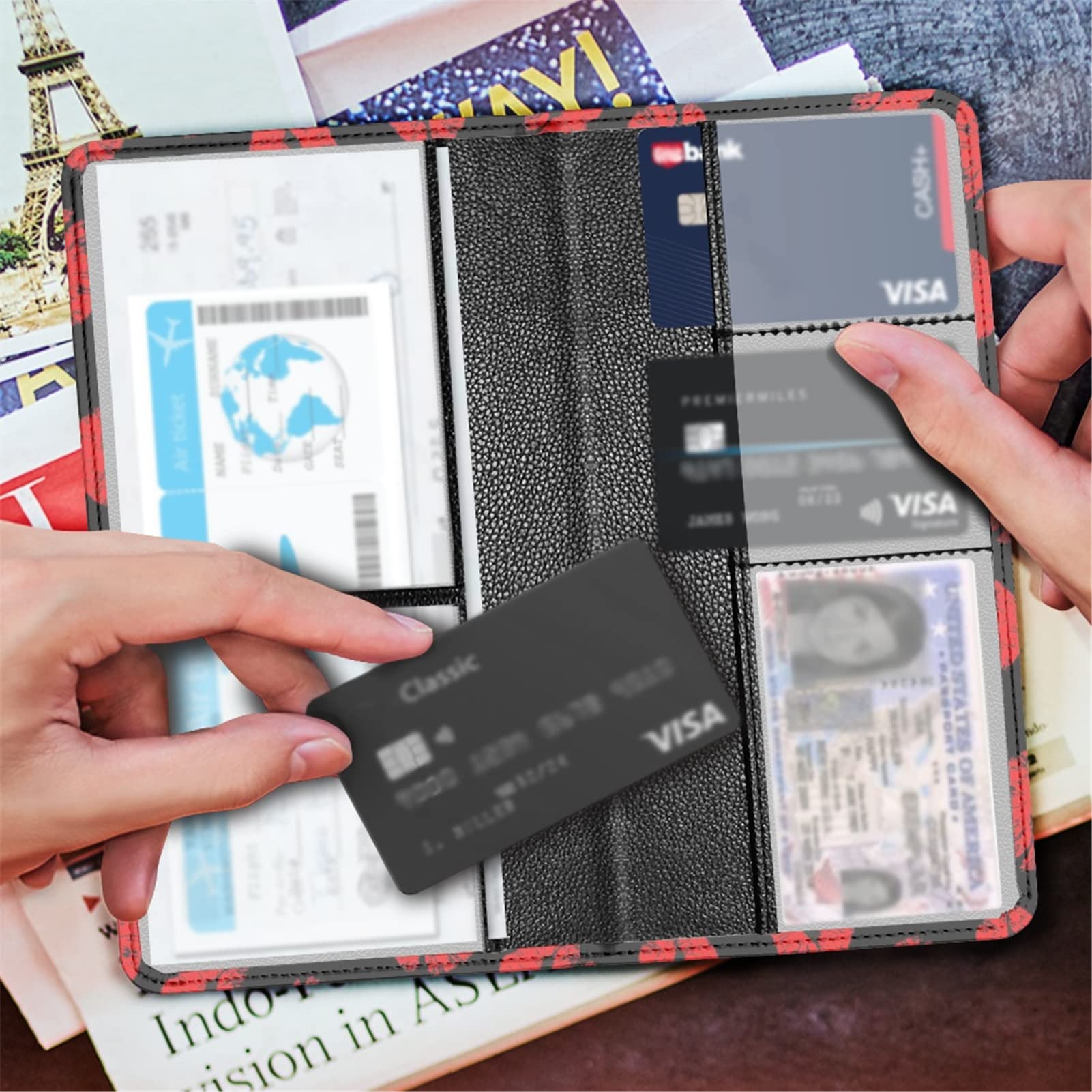 JEOCODY American Flag Car Registration & Insurance Card Holder - Glovebox Organizer for License, ID, Credit Cards - Vehicle Document Organizer with Key Contact Slots | Perfect for Road Trips & Daily Commute