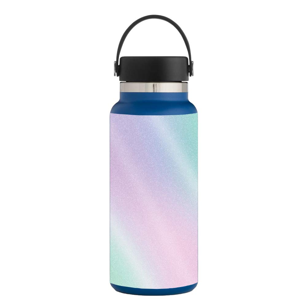 MightySkins Glossy Glitter Skin for Hydro Flask 32 oz Wide Mouth Water Bottle - Cotton Candy | Protective & Durable High-Gloss Finish | Easy to Apply & Remove | Made in USA | Perfect for Gym, School & Outdoor Activities
