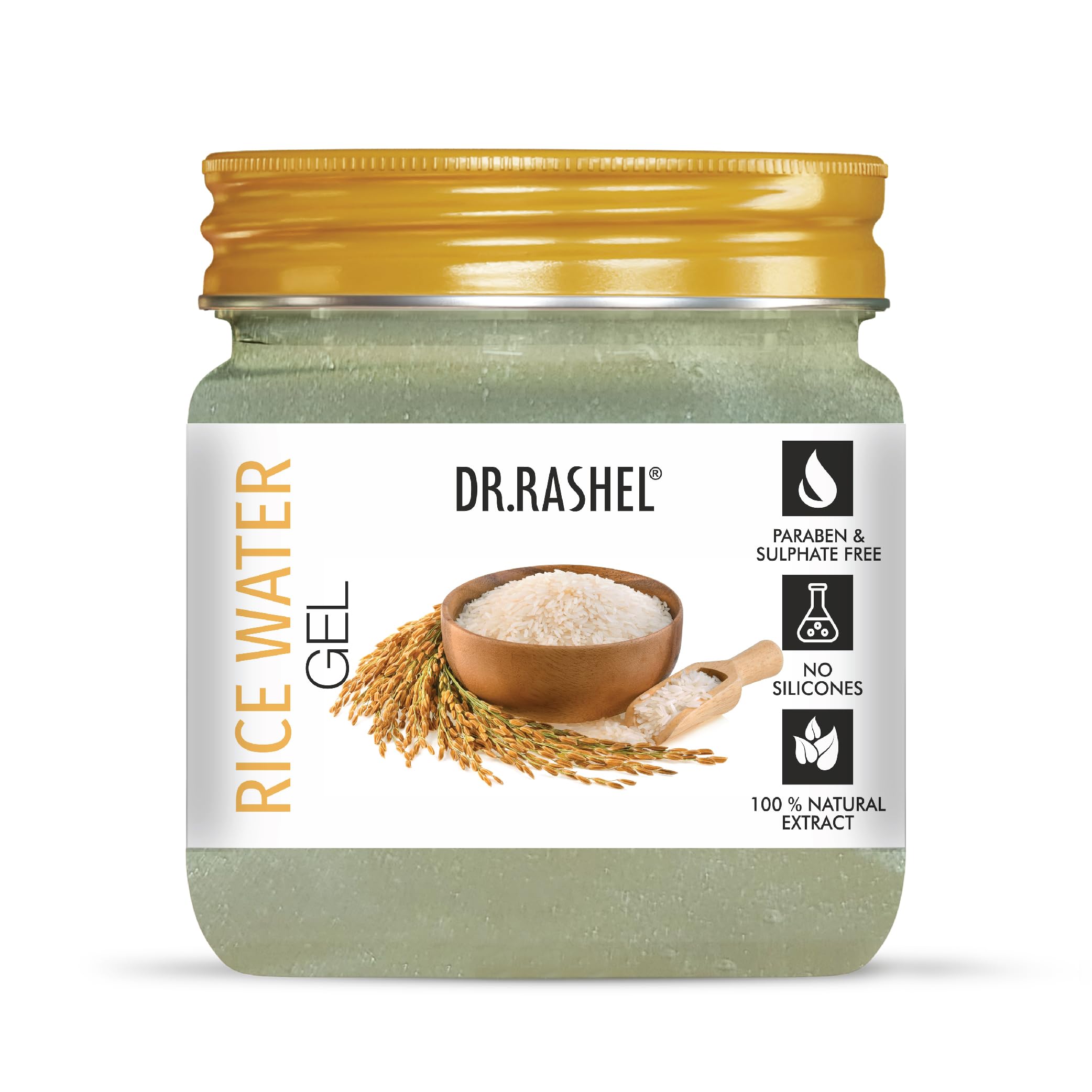DR.RASHEL Rice Water Moisturizing & Soothing Face Gel for Men & Women (380ml) - Hydrating Facial Gel with Exfoliation & Dead Skin Cell Removal - Suitable for All Skin Types - Perfect for Daily Skincare Routine & Post-Sun Care