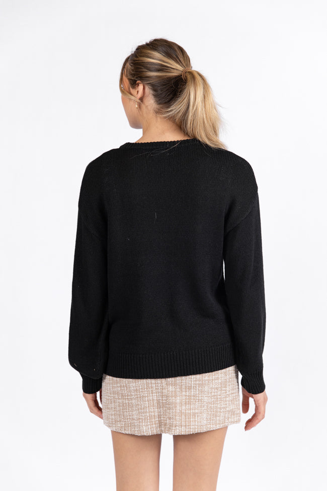 Pop Fizz Clink Black Sweater for Women - Cozy Winter Pullover | Perfect for Casual Wear, Office Outfits & Holiday Parties