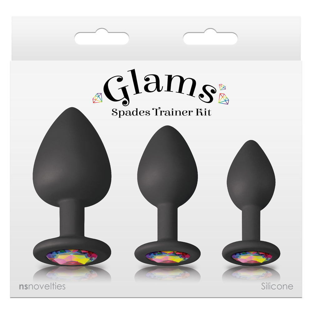Glams Spades Anal Plug Trainer Kit - 3 Piece Butt Plug Set for Beginners, Comfortable Silicone Anal Training Kit for Men & Women - Perfect for Relaxation, Intimacy & Sensual Play