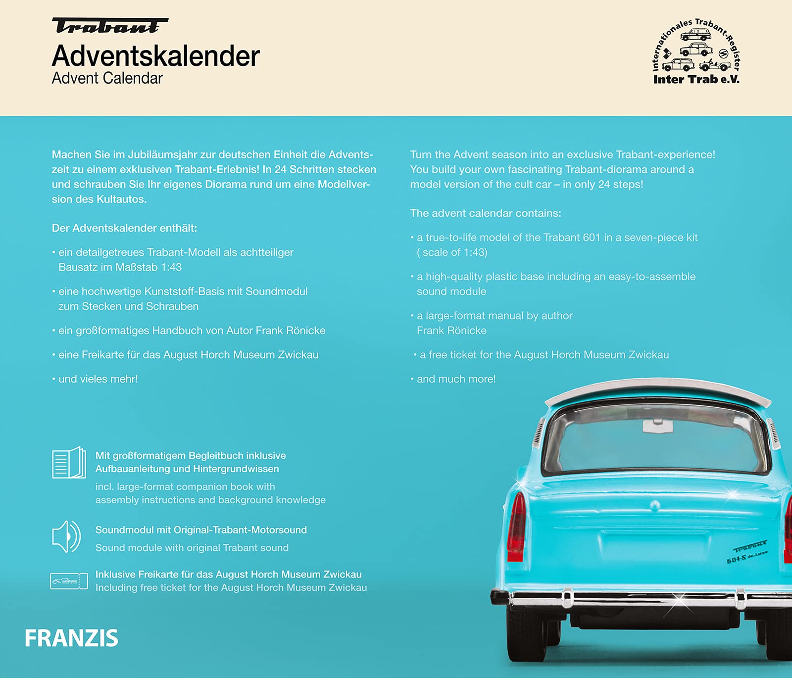 Trabant Car Advent Calendar - DIY Iconic Model Car Kit | 24-Day Build Challenge | Perfect for Christmas Countdown & Car Enthusiast Gifts