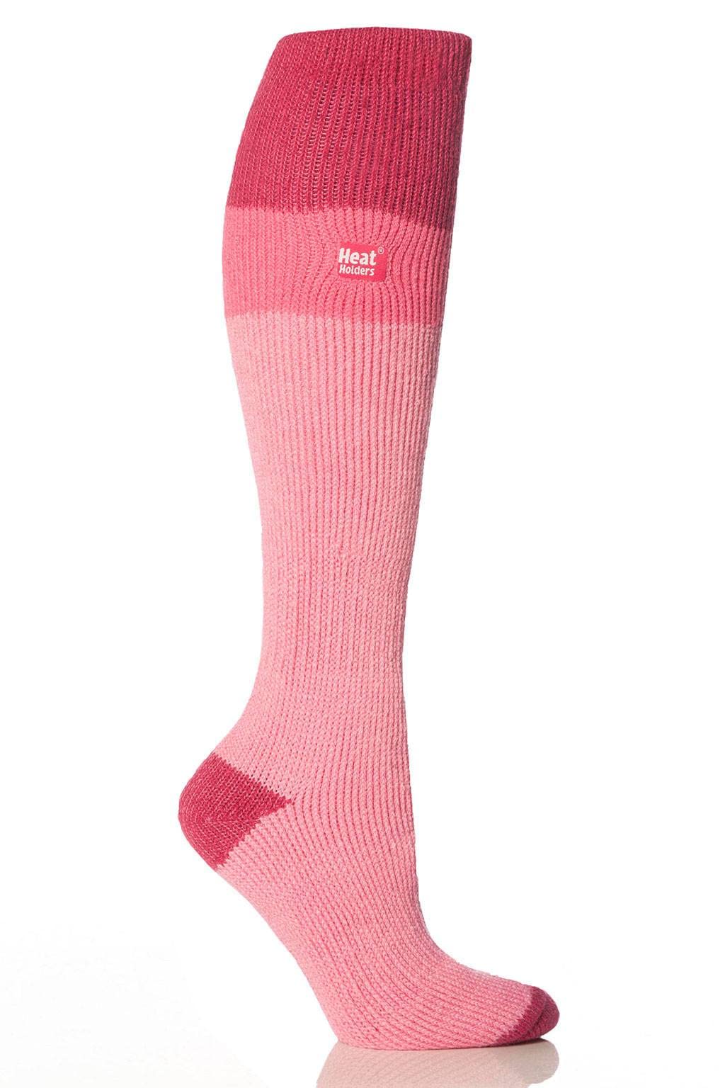 HEAT HOLDERS Women's Thermal Long Stripe Socks - Indigo, Fuchsia, Black - Sizes 5-9 | Ultra Warm Winter Socks for Cold Weather & Outdoor Activities