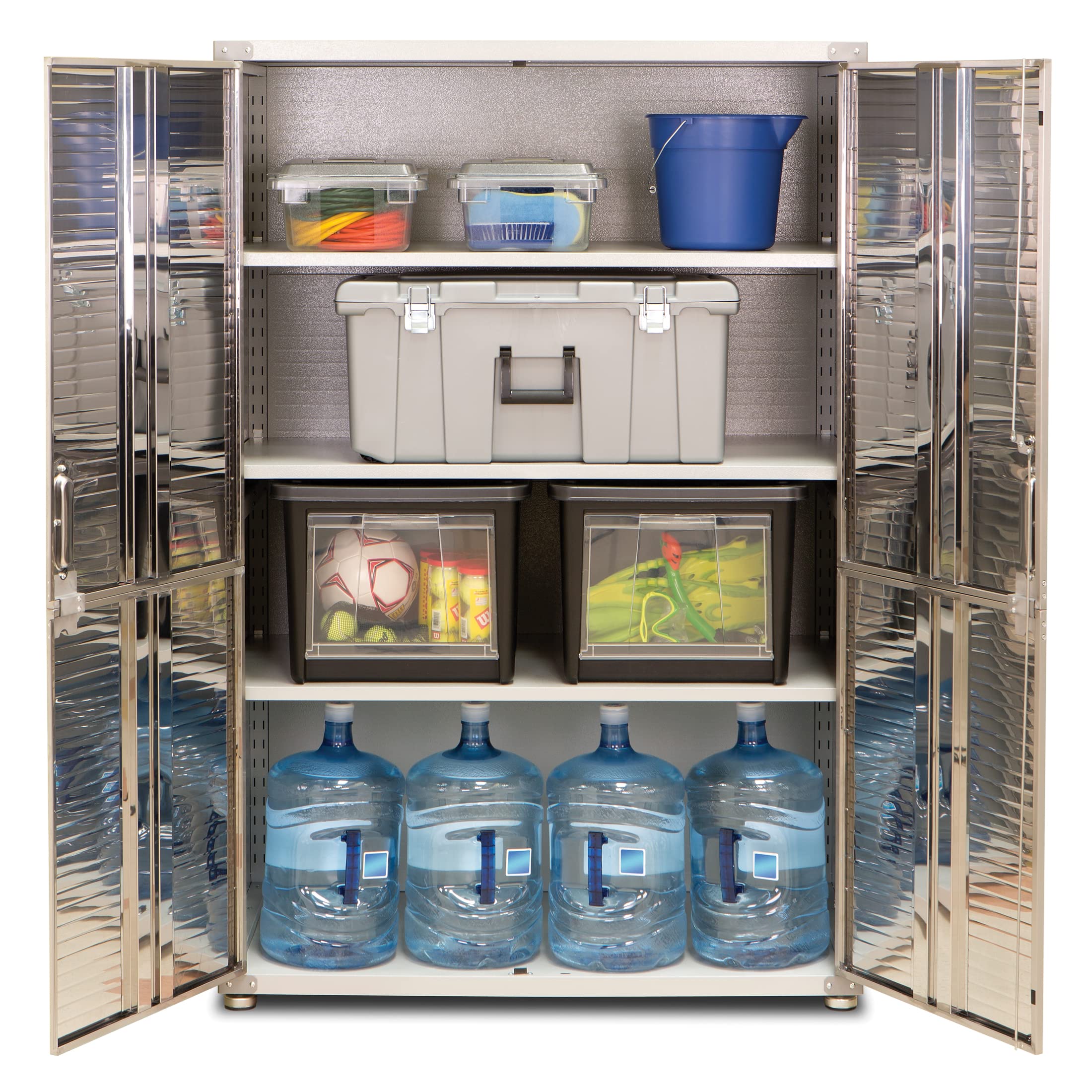 Seville Classics UltraHD Solid Steel Lockable Storage Cabinet with Adjustable Shelves - 48