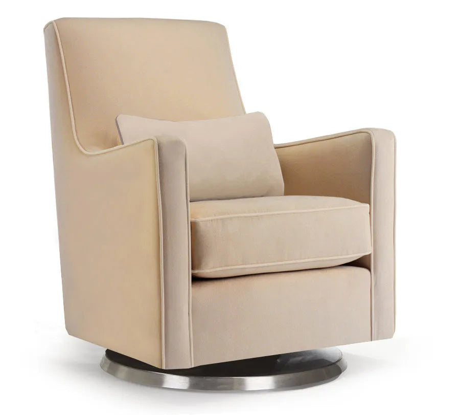 Luca Glider Recliner Chair - Tan Fabric Upholstery with Sturdy Steel Base - Perfect for Nursery, Living Room & Relaxation