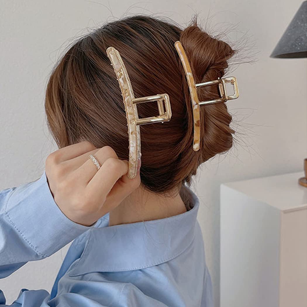 YHomU Hair Claw Clips 2PCS - Large Non-Slip Hair Clamps for Women, Daily & Holiday Use