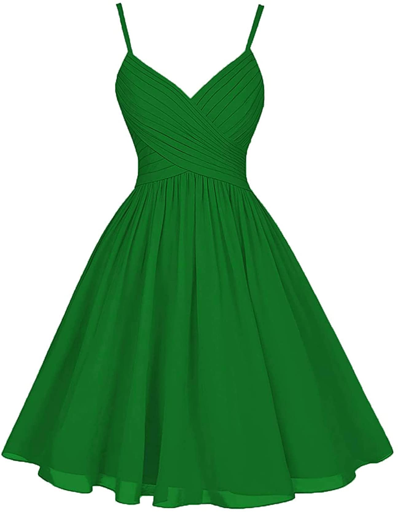 Elegant V-Neck Chiffon Homecoming Dress for Women - Spaghetti Strap Formal Prom Gown with Pockets | Perfect for Wedding Guest, Evening Party & Special Occasions