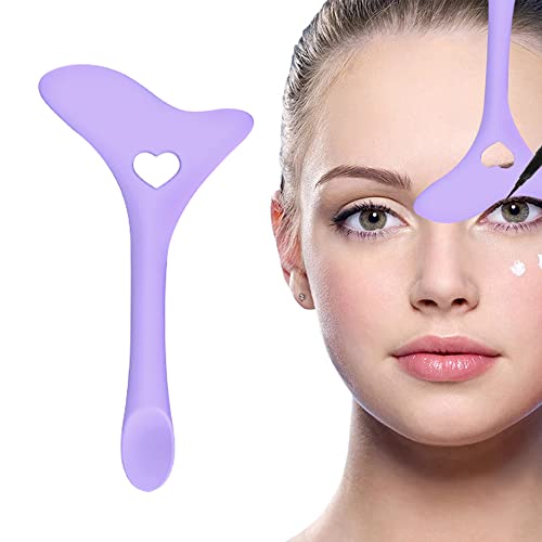Reusable Silicone Eyeliner Stencil Wing Tips - Perfect Eyeliner Applicator Tool for Precise Makeup, Mascara Drawing & Lipstick Application | Includes Face Cream/Mask Spatula | Easy Makeup Aid for Beginners & Professionals (Purple) | Ideal for Daily Makeup, Cosplay & Special Occasions