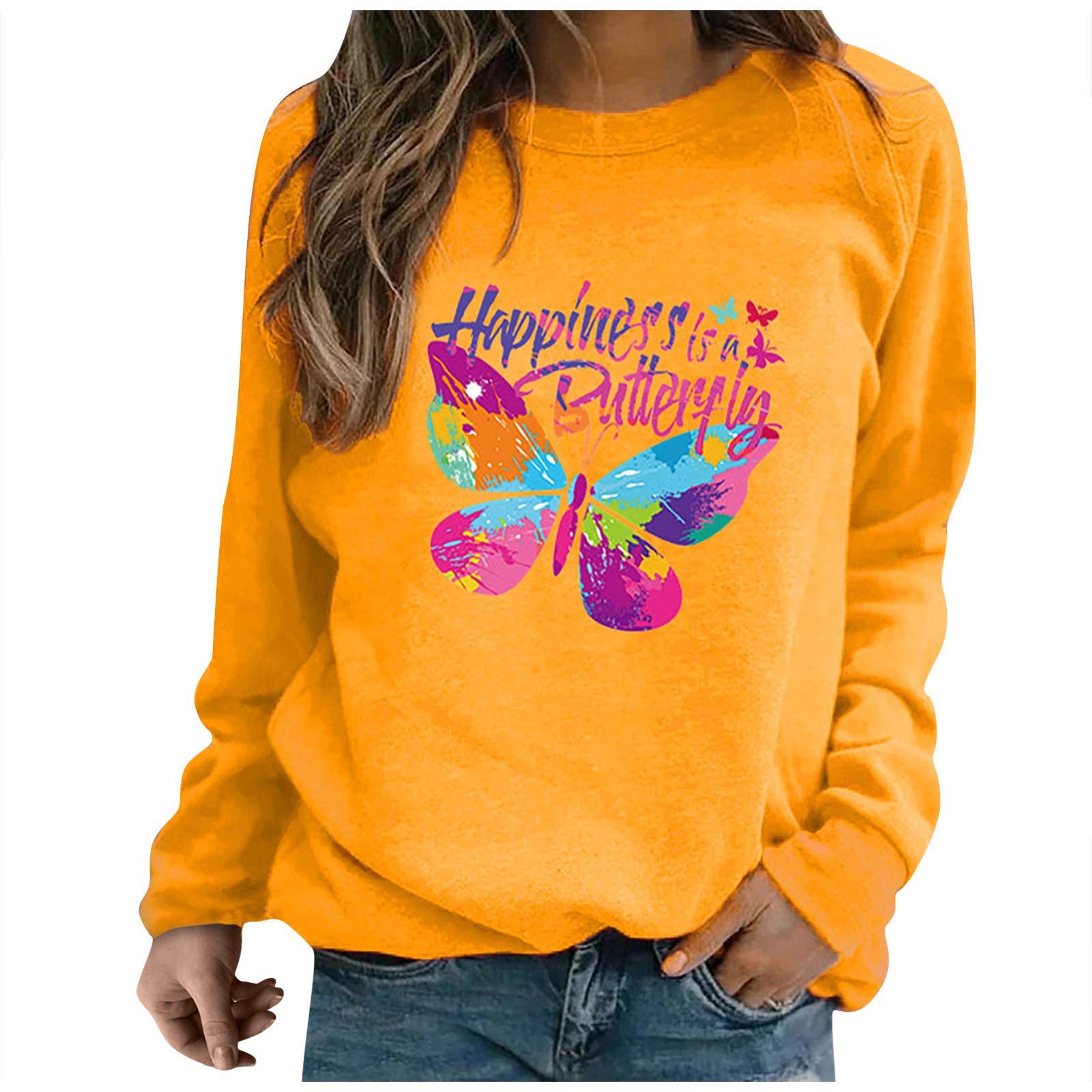 Women's Christmas Butterfly Long Sleeve Funny Sweatshirt - Casual Pullover Tunic Top | Gibobby Cozy Holiday Wear for Parties & Family Gatherings