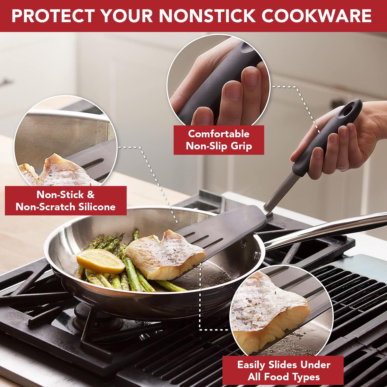Heat Resistant Silicone Spatula Set - 4Pcs BPA-Free Flexible Rubber Spatulas for Nonstick Cookware, Perfect for Flipping Burgers, Pancakes & Baking - Ideal for Kitchen, BBQ & Outdoor Cooking