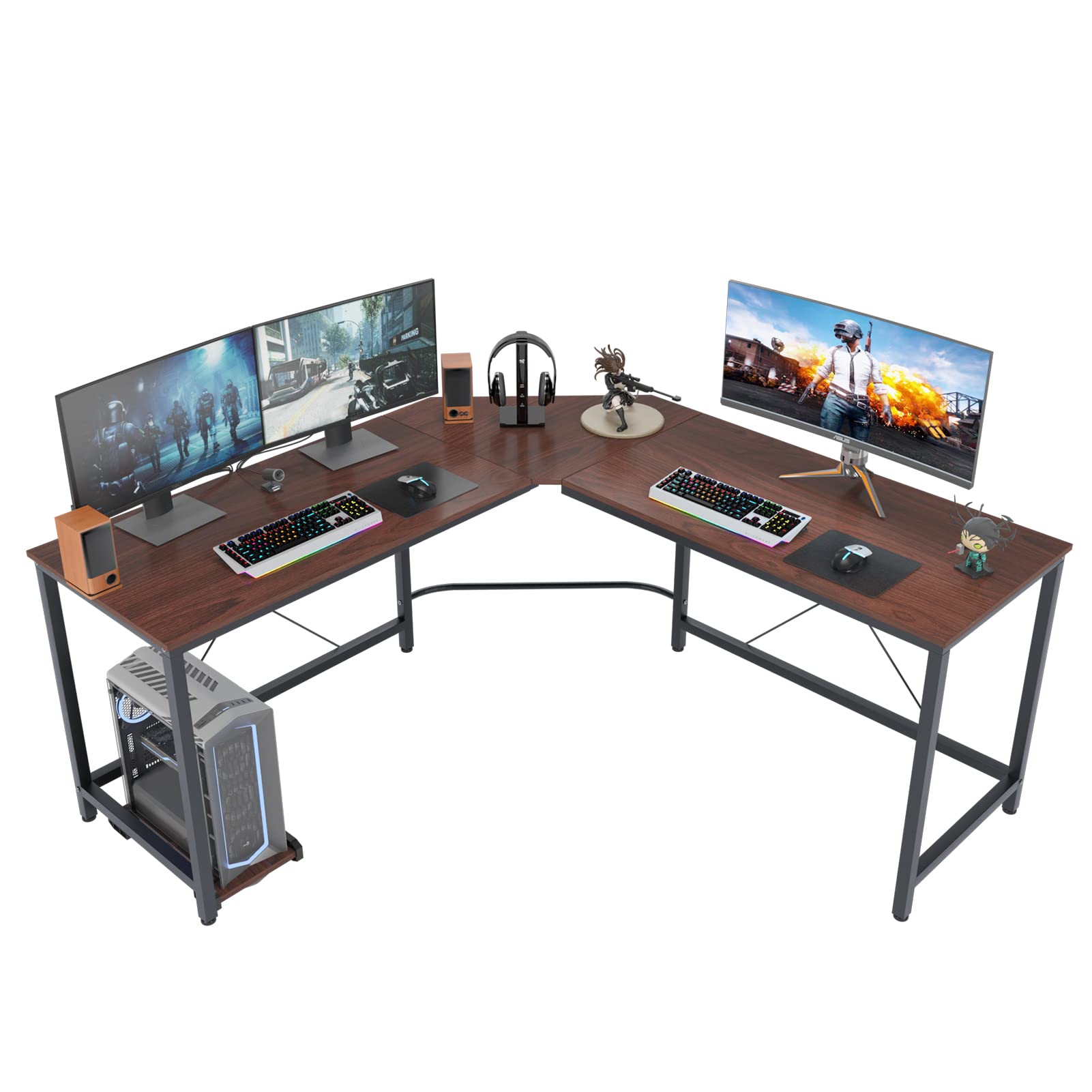 L Shaped Desk 59+59 Inch - Large Corner Computer Desk with CPU Stand, Sturdy Gaming & Office Workstation for Home, Study, or Small Spaces - Perfect for Work, Gaming, and Remote Learning