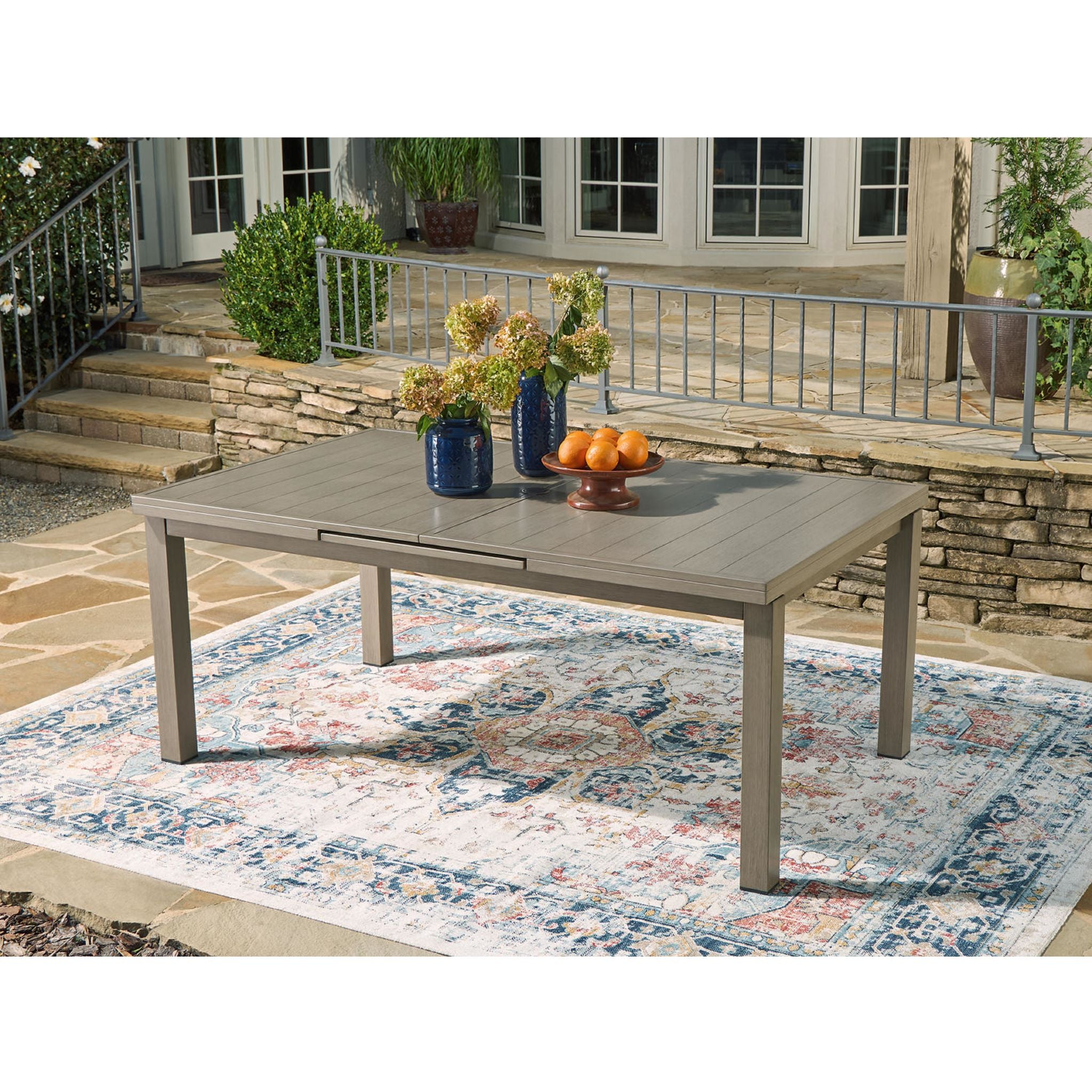 Beach Front Outdoor Rectangle Dining Table - Waterproof & UV Resistant Beige Patio Furniture for Poolside, Garden, and Backyard Dining