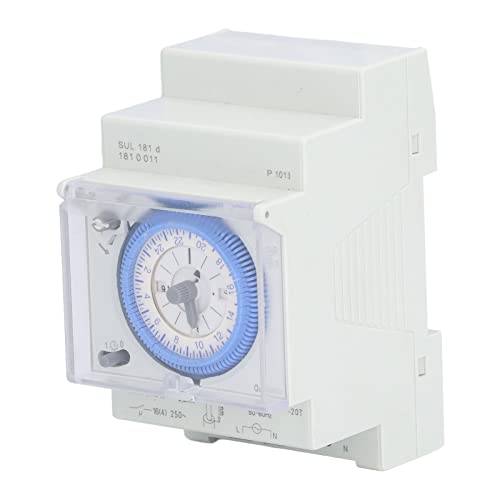 FTVOGUE 24-Hour Mechanical Timer Switch - DIN Rail Mount, 2-Way Time Control with Power Reserve (110-230V, SUL 181d) - Perfect for Home Automation, Lighting Control & HVAC Systems