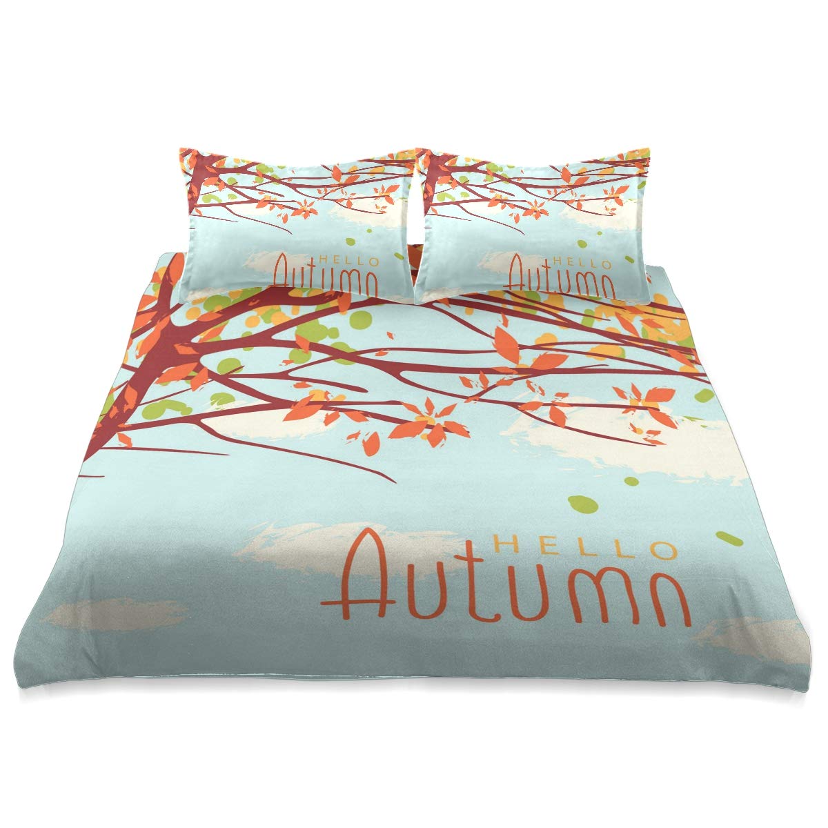 Hello Autumn Fall Comforter Set King Size - 90x104 Inch All Season Soft & Comfortable Bedding Set - Perfect for Cozy Fall Nights, Guest Rooms & Seasonal Home Decor