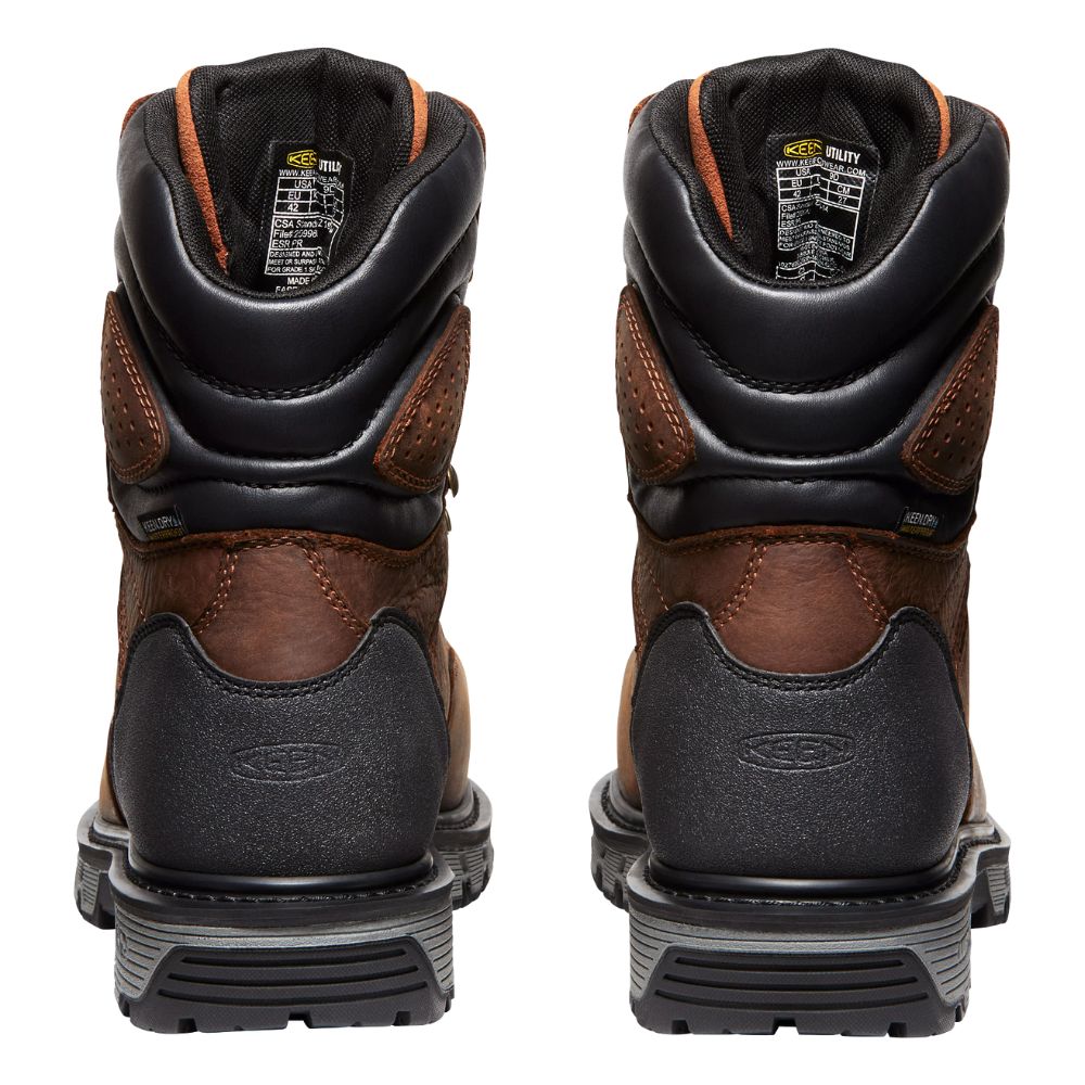 **Keen Camden Men's Size 8 Waterproof Work Boots with Internal MET Guard & Composite Toe - Brown (Model 1027693) - Ideal for Construction, Hiking & Outdoor Work**