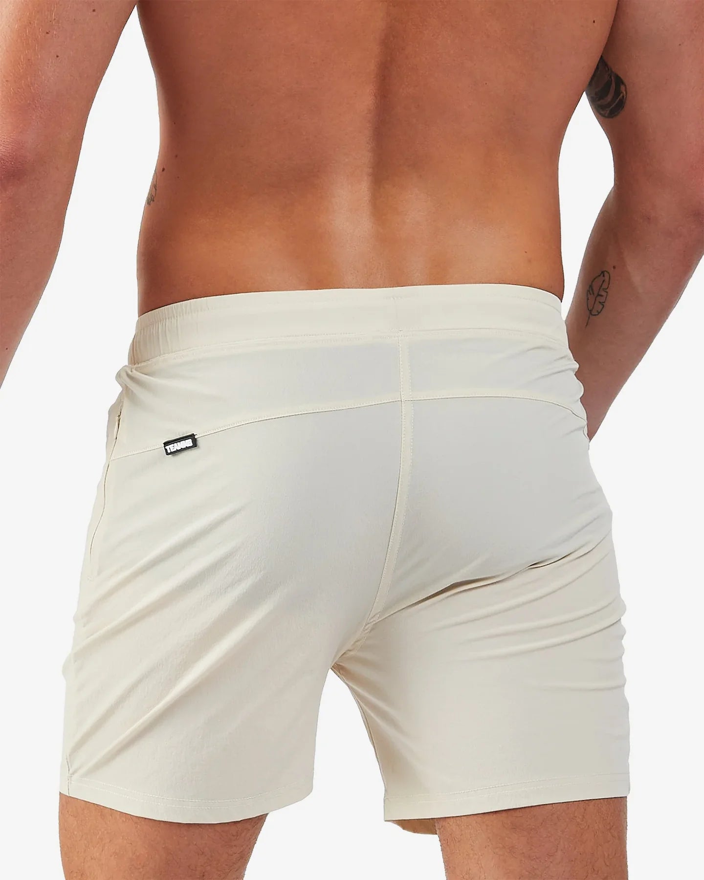Teamm8 Track 6 Gym Shorts for Men - Breathable Workout Running Athletic Shorts in Parchment White - Perfect for Gym, Running & Training