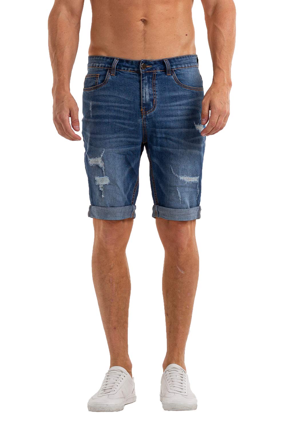 Heyfanee Men's Slim Fit Ripped Denim Shorts - Stretchable Casual Jean Shorts for Summer | Perfect for Beach, Streetwear & Outdoor Activities