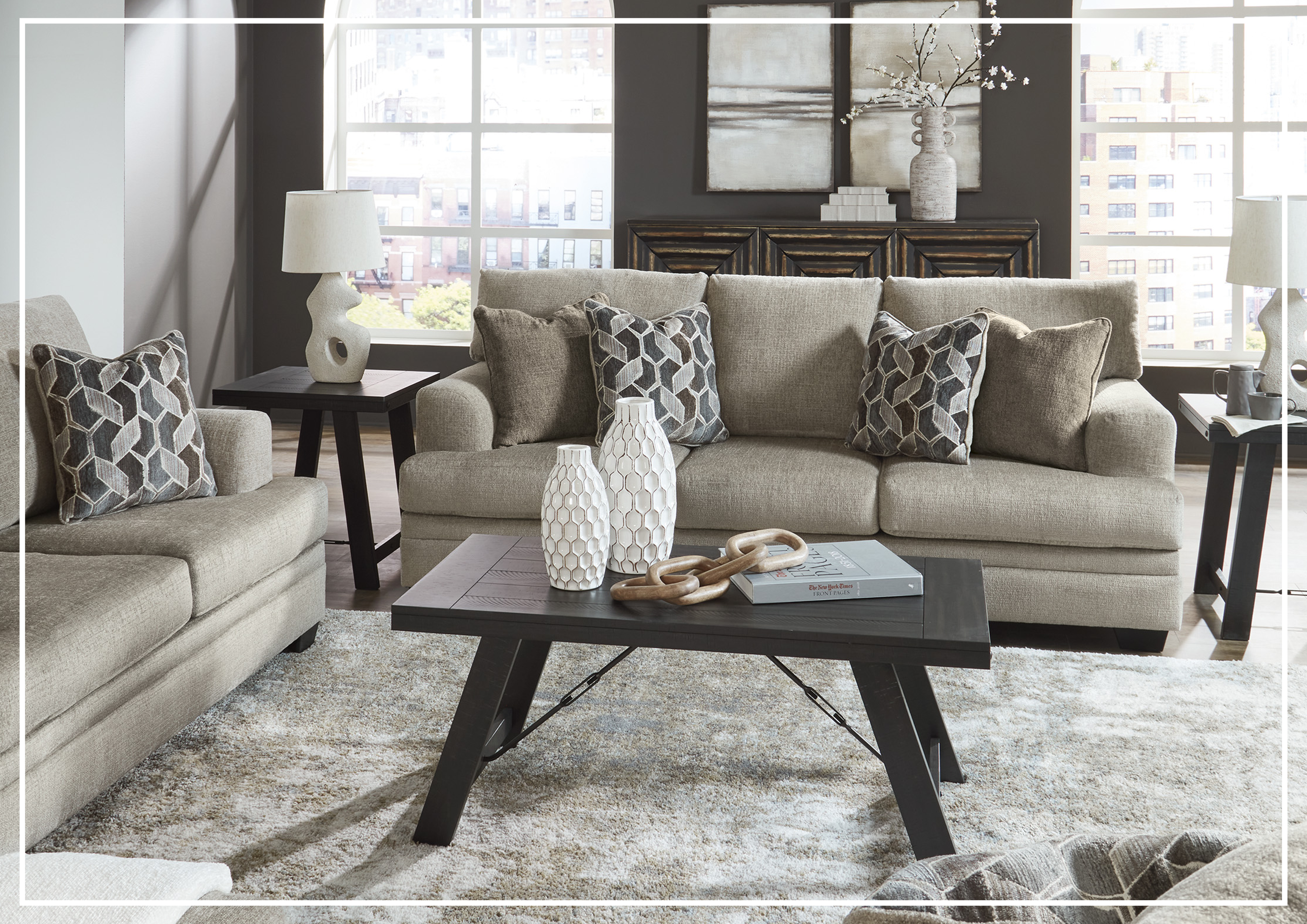 Gio Italia Seabrook 3-Seater Sofa in Taupe - Modern Upholstered Living Room Furniture for Home & Office Comfort