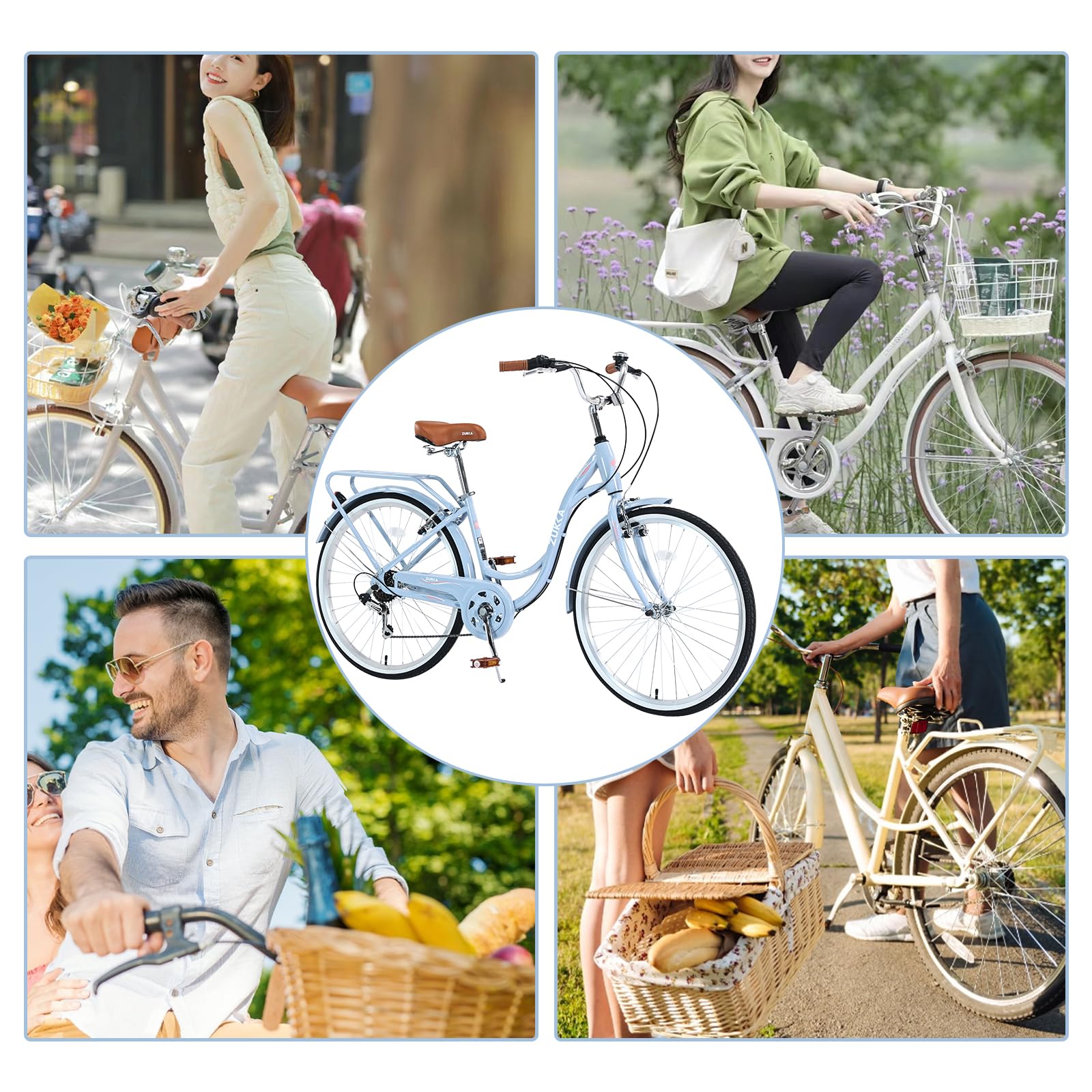 26 Inch Women's Beach Cruiser Bike - 7 Speed Adjustable Seat Commuter Bicycle for Ladies & Adults | Perfect for Coastal Rides, City Commuting & Leisure Cycling