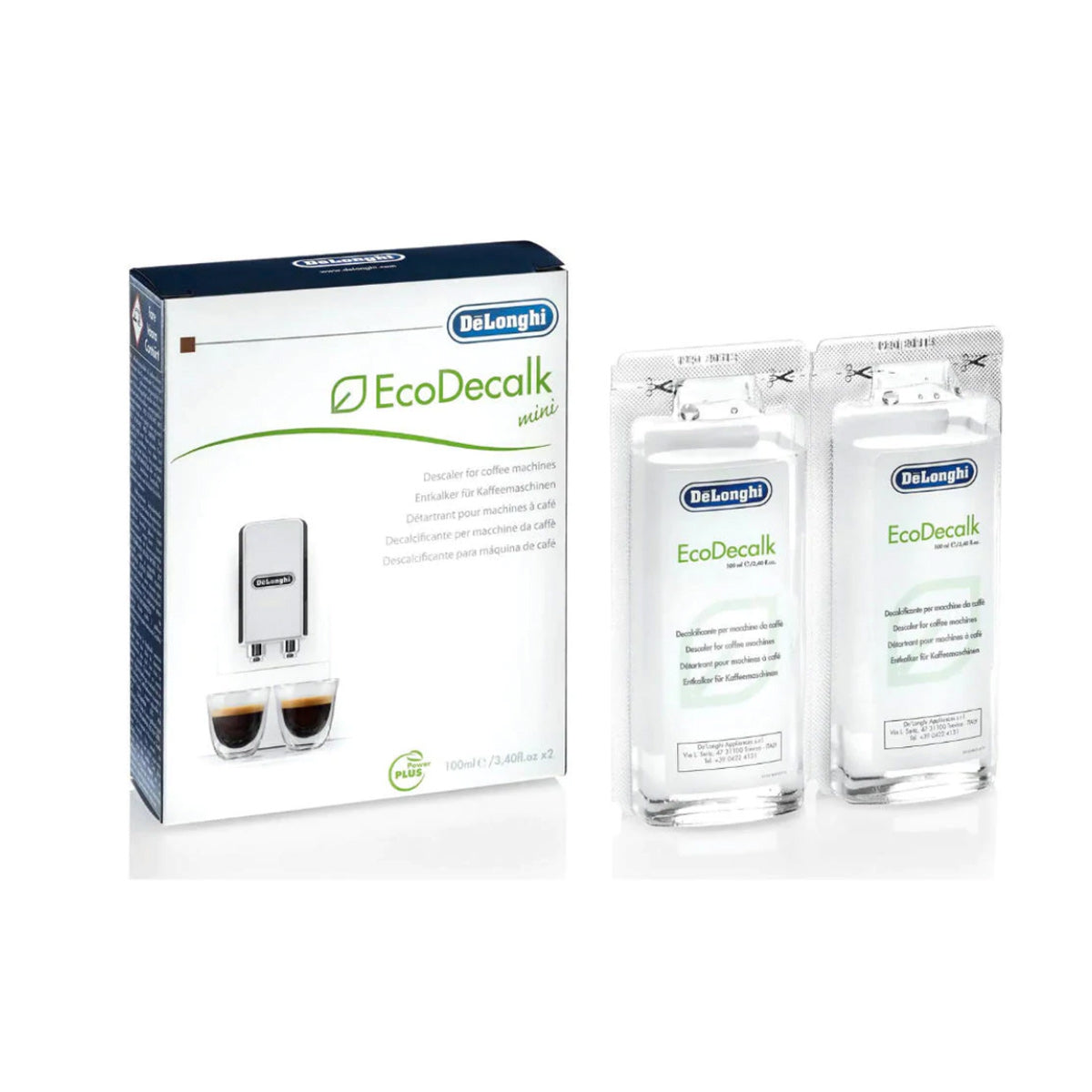 DeLonghi EcoDecalk Descaler Liquid for Coffee Machines - 2 Pack (100mL Each) - Removes Limescale & Extends Appliance Life - Perfect for Espresso Makers, Kettles & Steam Irons