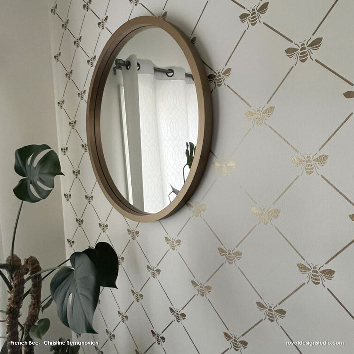 French Bee Trellis Stencil - Reusable DIY Wall Art Template for Home Decor, Garden Projects & Crafting - Perfect for Painting, Stenciling on Wood, Fabric, and Furniture