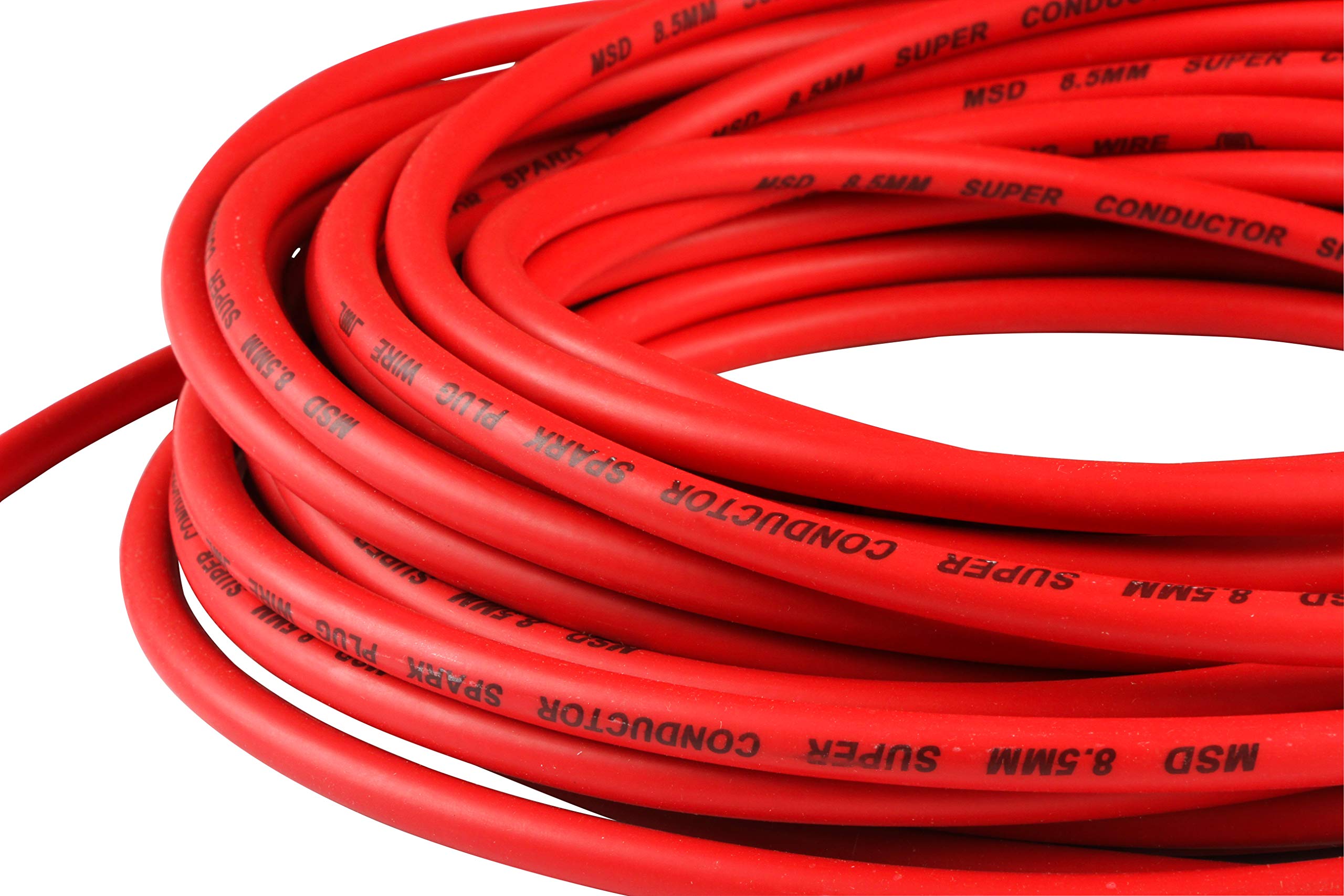 MSD 34029 Super Conductor 8.5mm Red Spark Plug Wire - 50 Ft High Performance Ignition Cable for Automotive Racing & Engine Upgrades