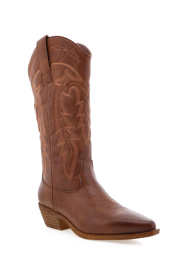 Billini Ottile Tan Cowboy Boots for Women - Western Style Leather Ankle Boots with Pointed Toe & Block Heel | Perfect for Country Music Festivals, Rodeos & Fall Fashion Outfits