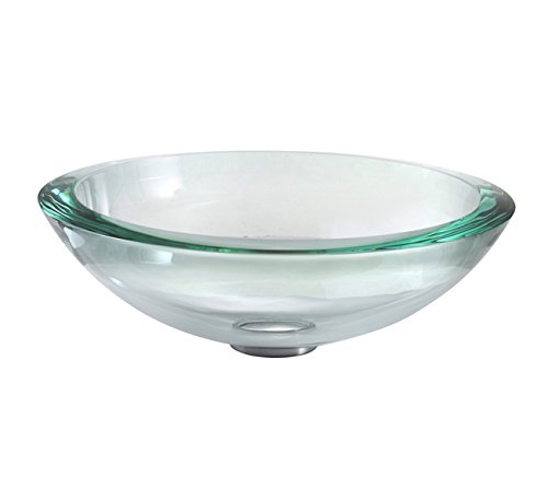 KRAUS GV-150-19mm Clear 34mm Edge Glass Vessel Sink - Modern Bathroom Vanity for Contemporary Homes & Luxury Hotels
