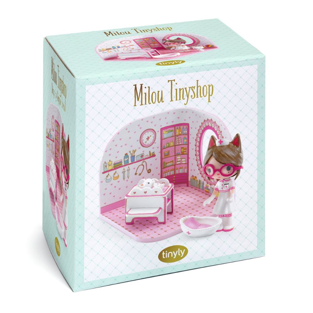 Djeco Tinyly Milou Tiny Shop - Miniature Pretend Play Store for Kids | Perfect for Imaginative Play & Role-Playing Games at Home or Preschool