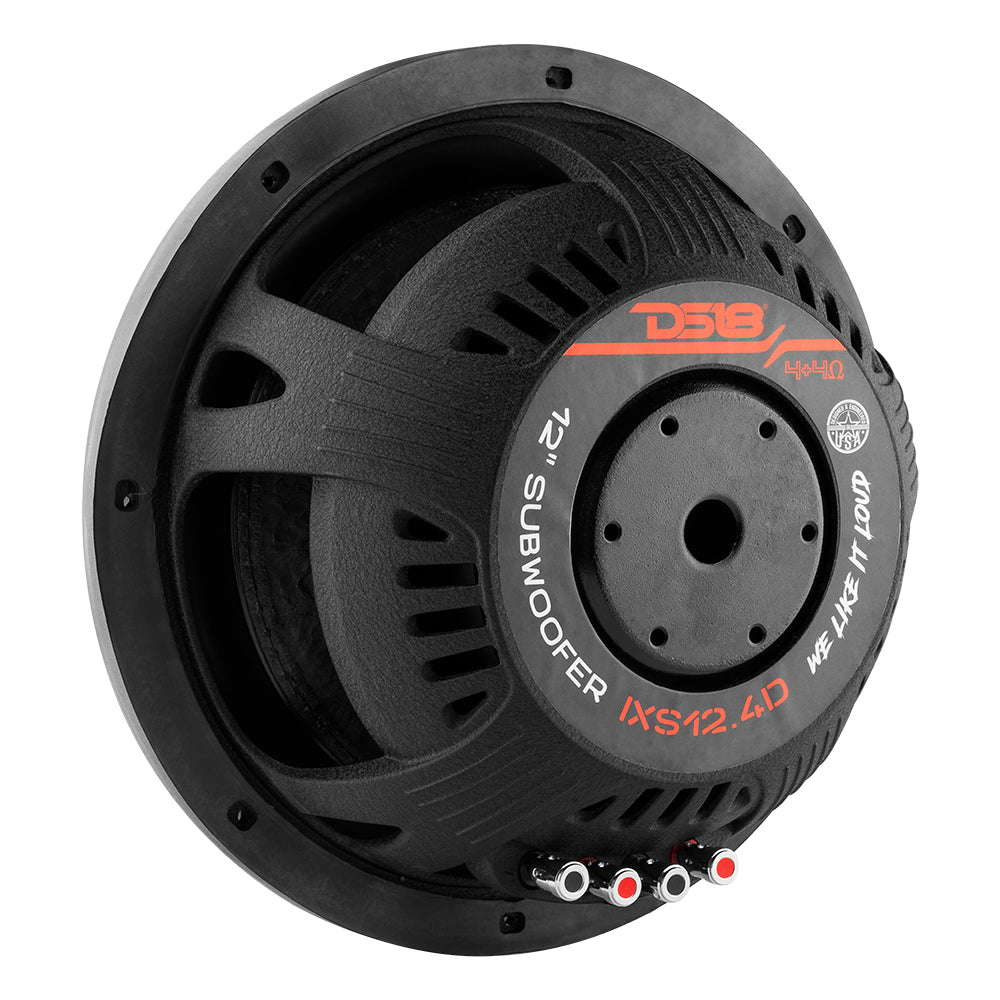 IXS Shallow Mount 12-Inch Fiber Glass Subwoofer - 800 Watts RMS, DVC 4 Ohm - Perfect for Car Audio & Home Theater Systems