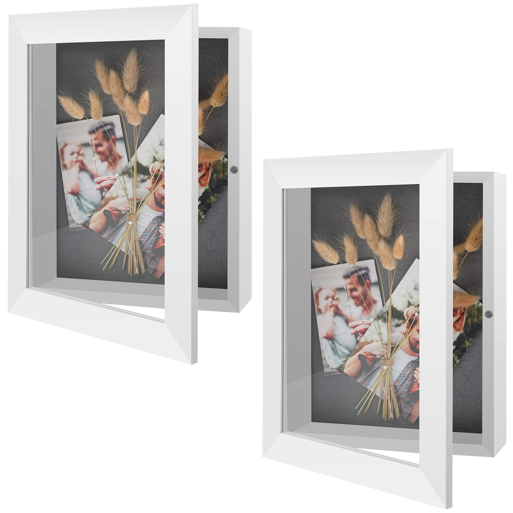 Golden State Art 8x10.5 Inch White Shadow Box Frame Display Case - 2 Pack with 2-Inch Depth for Collages, Collections, Mementos - Perfect for Wall Decor, Wedding Photos, and Keepsake Display