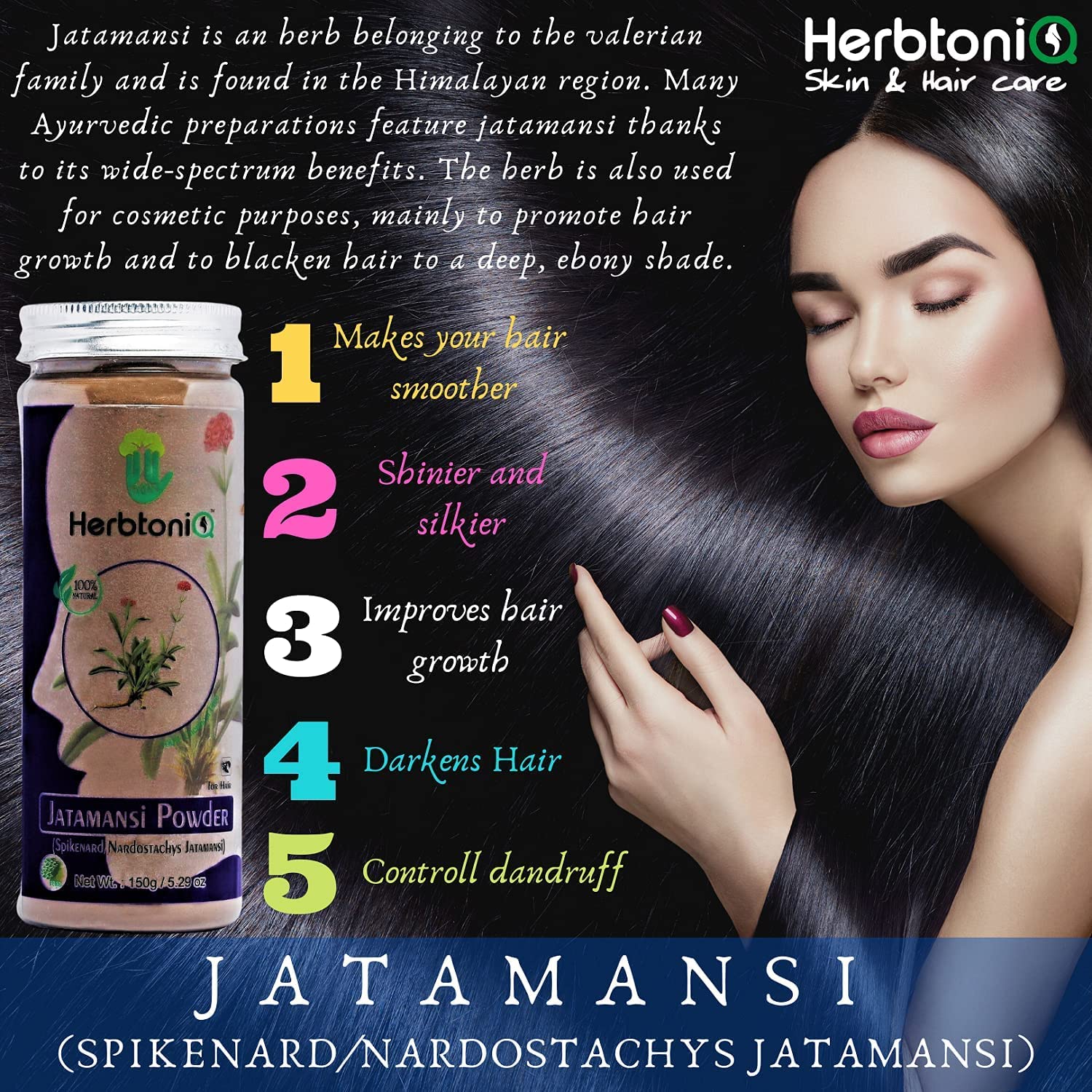 HerbtoniQ Nagarmotha & Jatamansi Hair Pack Combo - 300g Natural Hair Mask for Dandruff Control, Hair Growth, Frizz & Damage Repair - Perfect for Dry, Damaged Hair & Scalp Care at Home