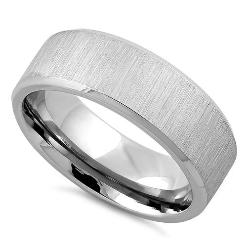 Polished Stainless Steel Beveled Brushed Finish Band Ring for Men & Women - Wedding, Engagement, Anniversary Gift Idea - Durable Everyday Jewelry for Casual & Formal Occasions