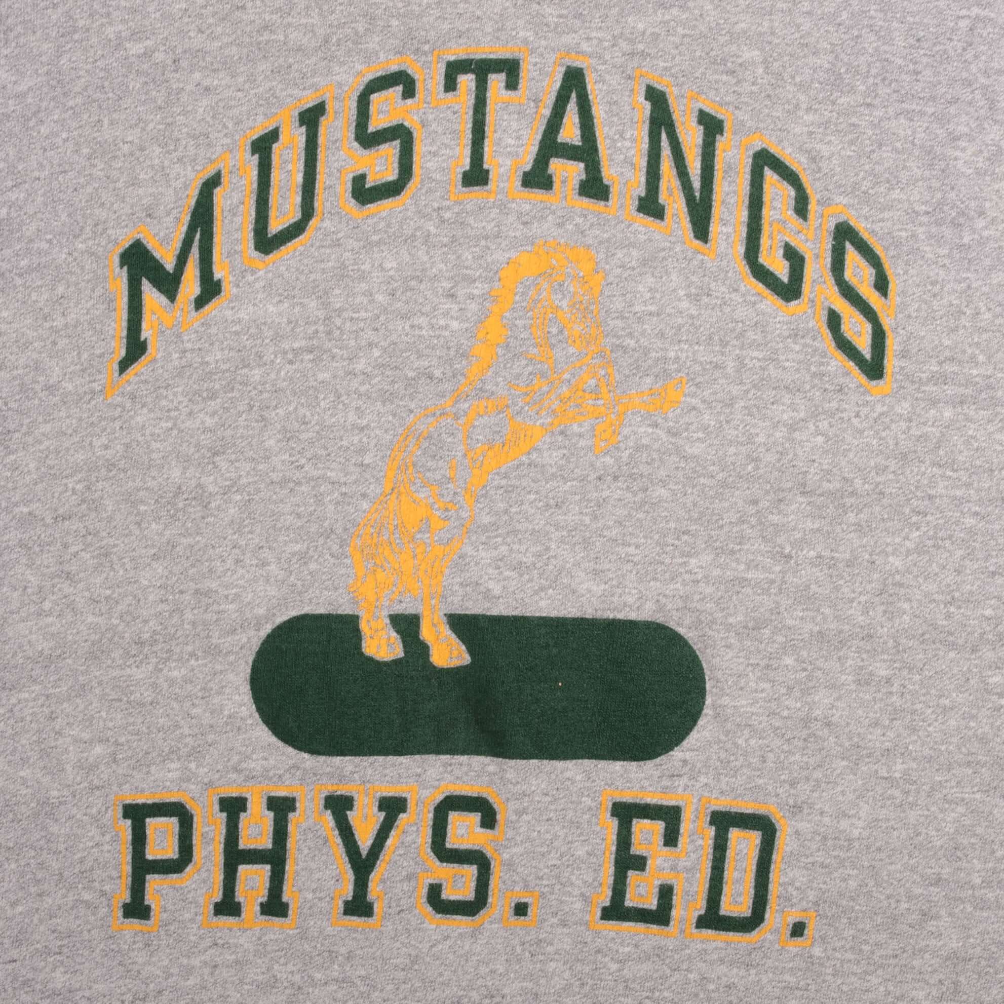 Vintage Champion Mustangs Physical Education Tee Shirt 1980s Small - Made in USA - Retro Gym Class & Casual Wear for Men and Women