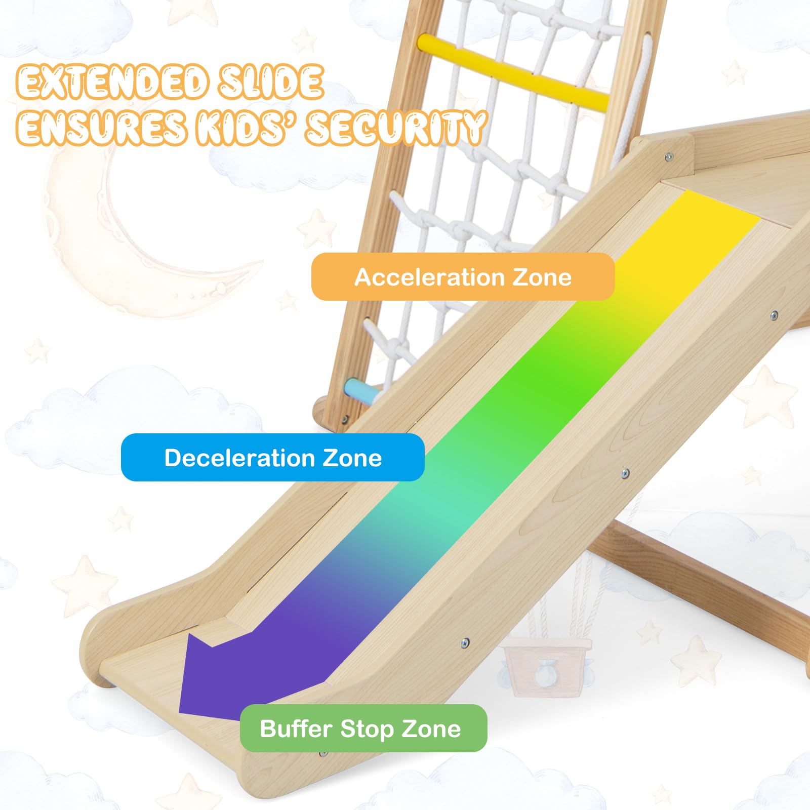 Costzon 6-in-1 Indoor Jungle Gym for Toddlers - Montessori Climbing Toys with Slide, Climbing Net & Monkey Bars - Wooden Playground Climber Playset for Kids - Perfect Gift for Birthday & Christmas - Ideal for Home Playroom, Daycare & Preschool Activities