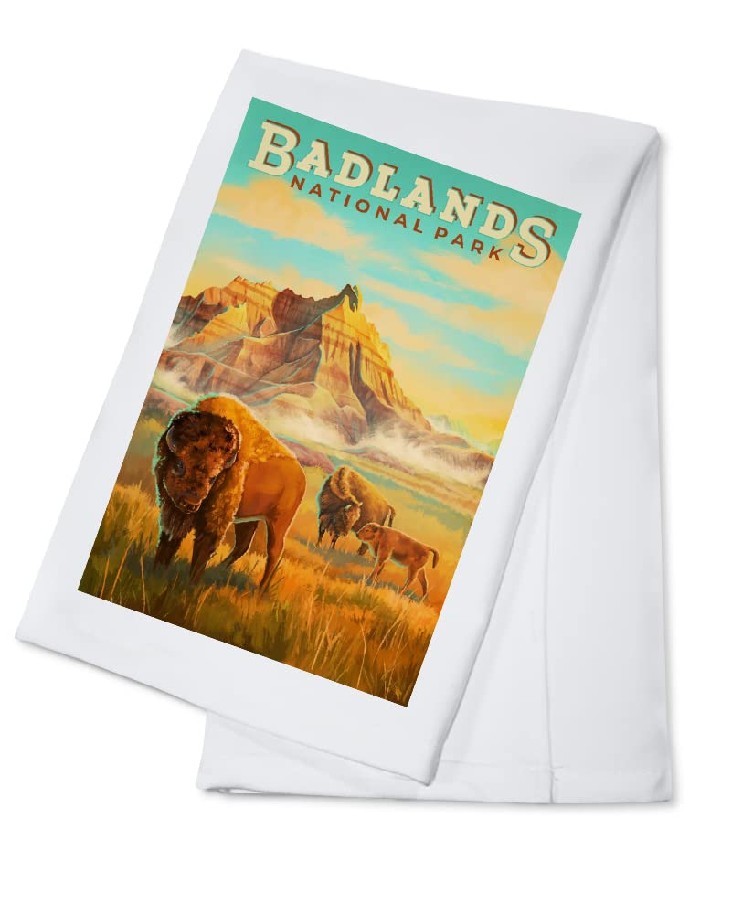 Badlands National Park South Dakota Oil Painting - 100% Cotton Tea Towel, Decorative Hand Towel for Kitchen & Home Decor | Perfect for Gifts, Dish Drying & Wall Art Display