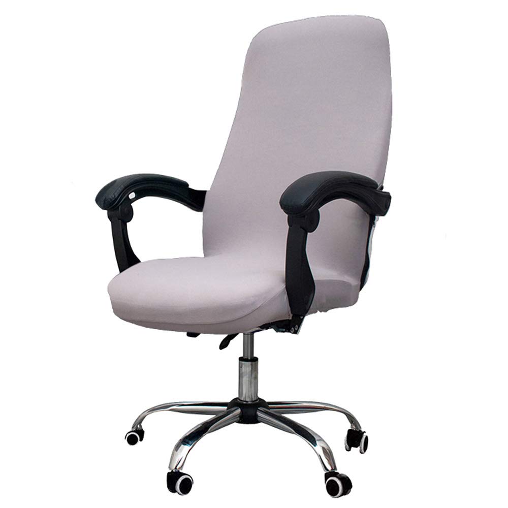 Melaluxe Universal Stretch Office Chair Cover - Light Gray Desk Chair Slipcover for Computer Chairs (Size L) - Protects & Refreshes Home Office, Gaming & Workspace Furniture