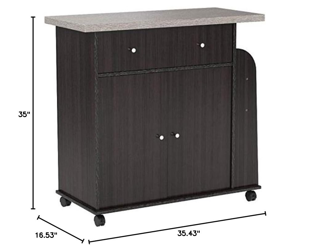 Hodedah Chocolate Kitchen Island with Spice Rack & Towel Rack - Portable Rolling Cart for Small Spaces, Extra Storage for Spices, Utensils & Towels - Perfect for Apartments, Dorms & Compact Kitchens