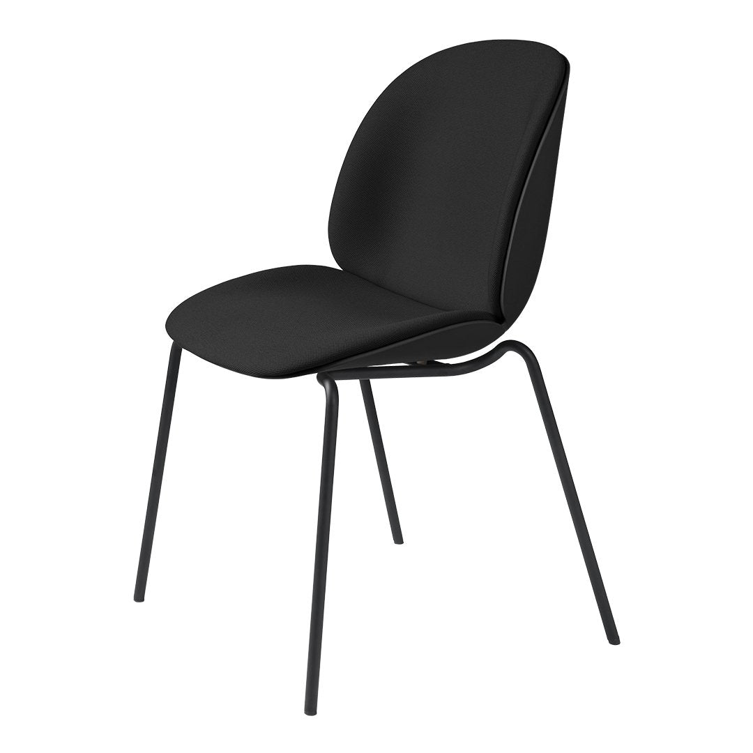 Beetle Dining Chair - Stackable Upholstered Seat with Black Matte Base - Perfect for Kitchen, Dining Room & Small Spaces