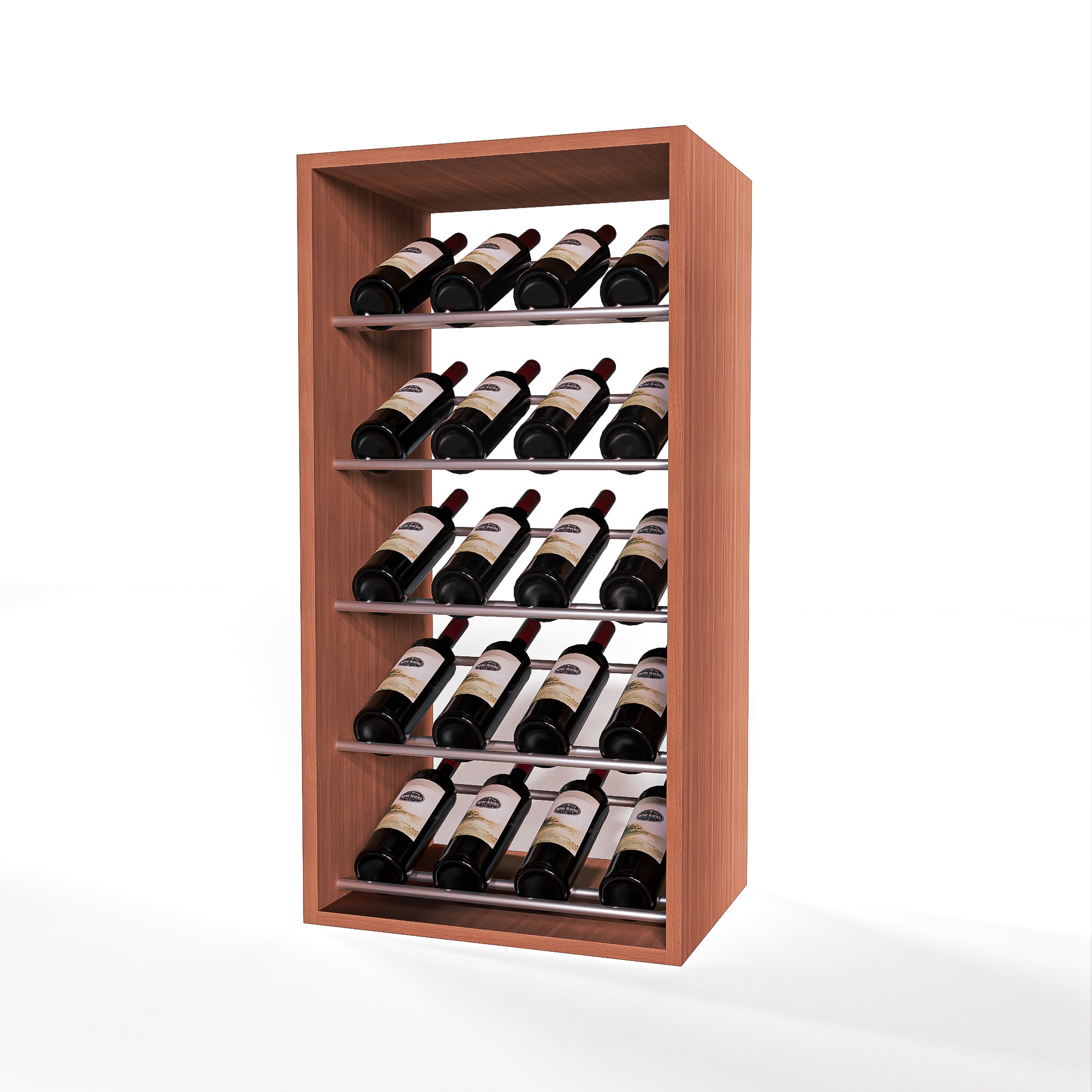 GrandCellar 4-Column Full-Depth Wine Rack with Label Forward Display - 36 Silver Metal Rods - Perfect for Wine Cellars, Bars & Restaurants