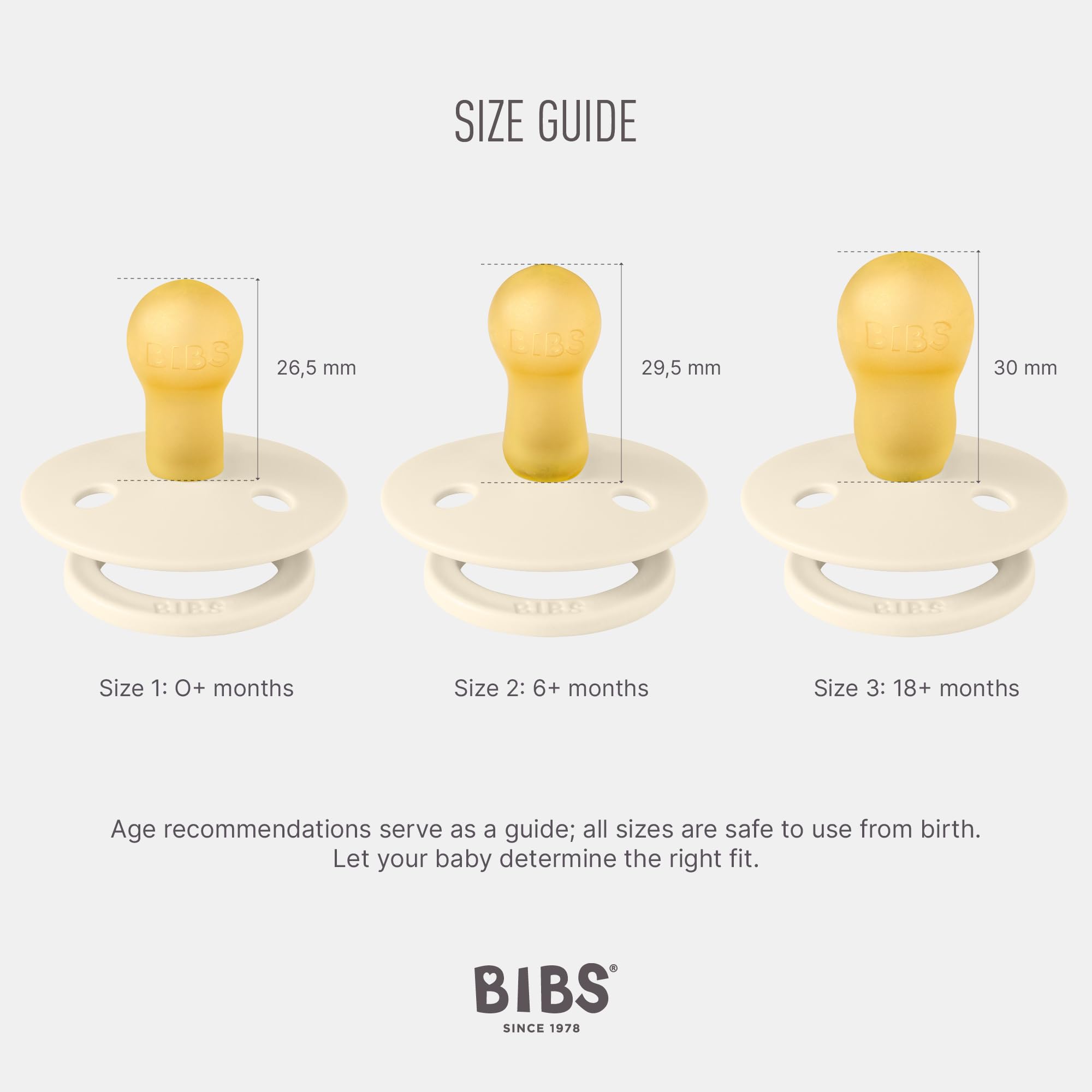 BIBS Colour Soother 4-Pack - BPA Free Baby Pacifier with Round Nipple, Natural Rubber Latex, Made in Denmark, Size 1 (0-6 Months), Baby Blue Mix - Perfect for Newborns & Infants, Soothing & Comforting for Daytime & Nighttime Use