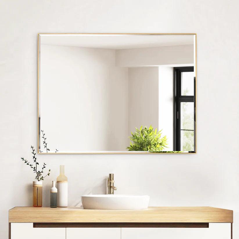 Modern Black Aluminum Framed Beveled Wall Mirror - Sleek Home Decor for Living Room, Bedroom & Entryway - Shatter-Resistant Glass with Stylish Reflections