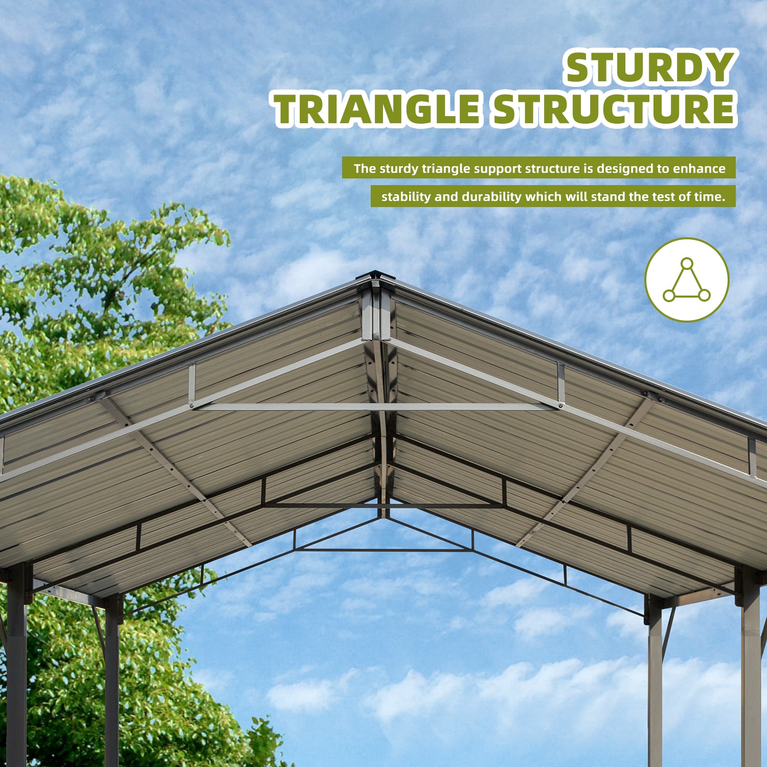 EROMMY 10X20 Metal Carport with Galvanized Steel Roof - Durable Outdoor Shelter for Cars, Trucks, RVs & Equipment Storage