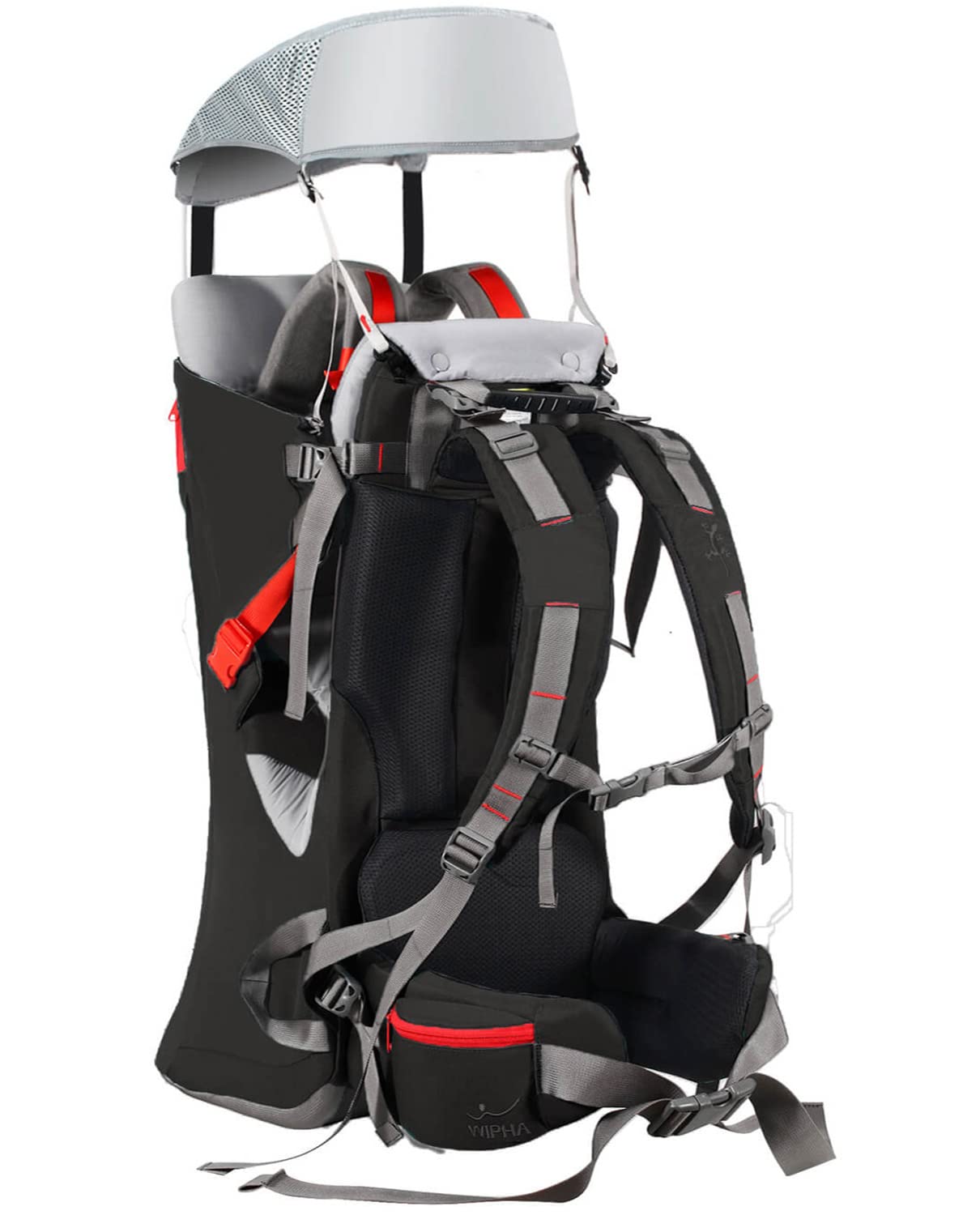 WIPHA Ergonomic Baby Backpack Carrier for Hiking - Adjustable Padded Child Seat with Sun Canopy, Large Storage & Insulated Pocket - Perfect for Outdoor Adventures, Traveling and Family Walks
