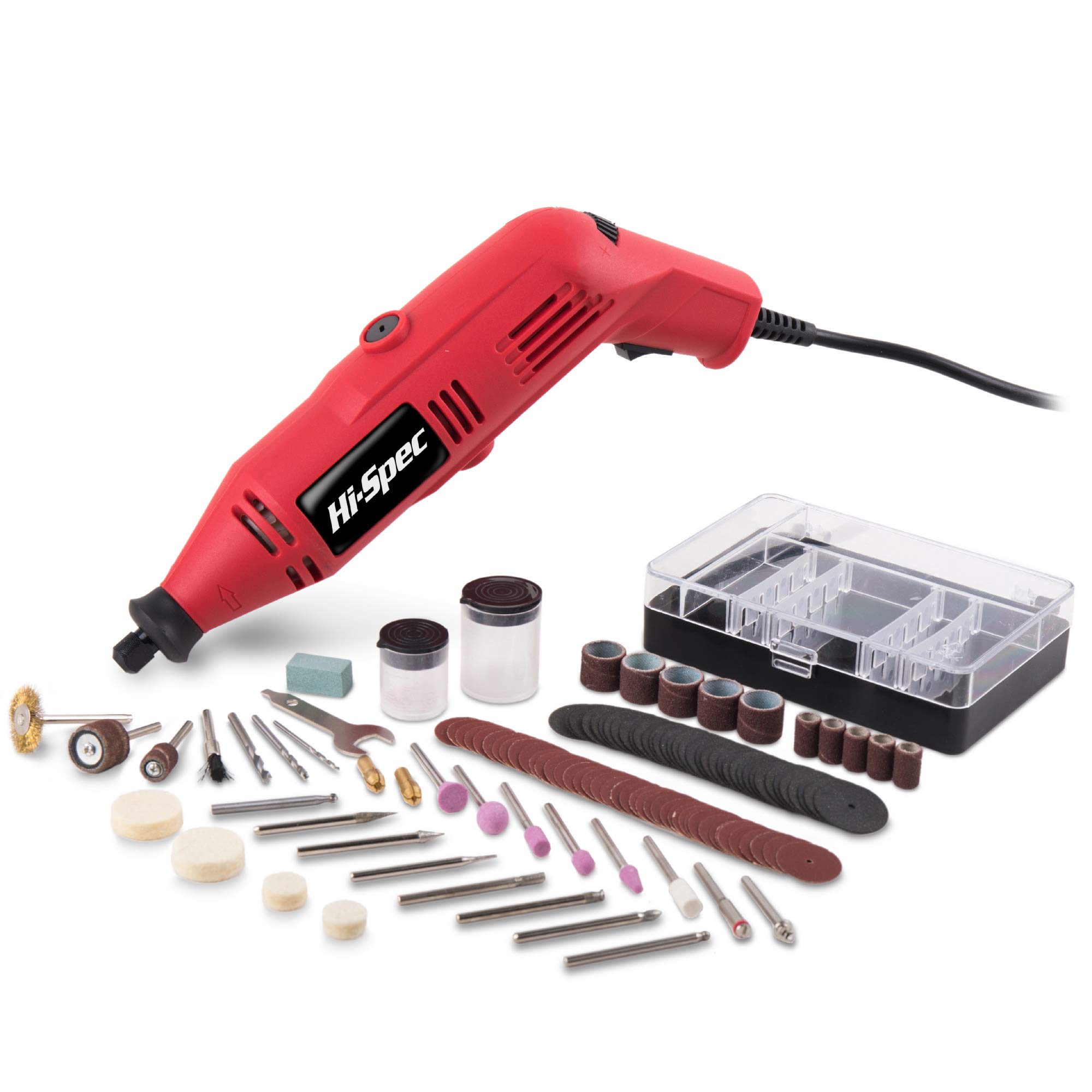 Hi-Spec 130W Rotary Tool Kit with 121-Piece Dremel Compatible Accessories - Perfect for Drilling, Cutting, Grinding & Sanding in DIY Projects, Home Repairs, Woodworking & Crafting